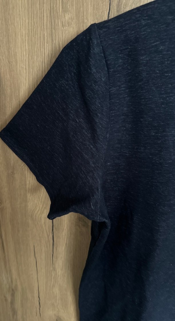 Kadın Lacivert Denim Kısa Kollu Tişört - Görsel 4