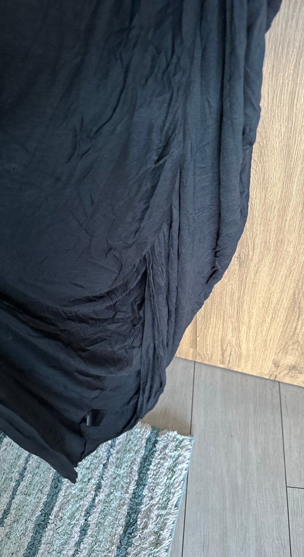 Siyah Penye Drapeli Uzun Elbise - Görsel 4