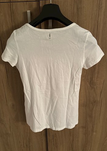 Kadın Beyaz Baskılı Kısa Kollu Tişört - Görsel 7