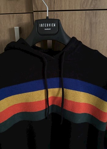 Çizgili Kapüşonlu Bohem genç Kazak - Görsel 3