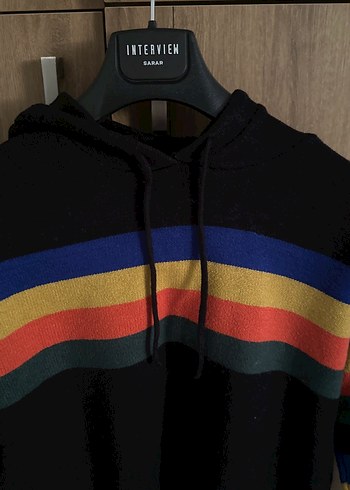 Çizgili Kapüşonlu Bohem genç Kazak - Görsel 4