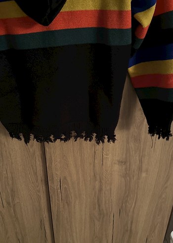 Çizgili Kapüşonlu Bohem genç Kazak - Görsel 7