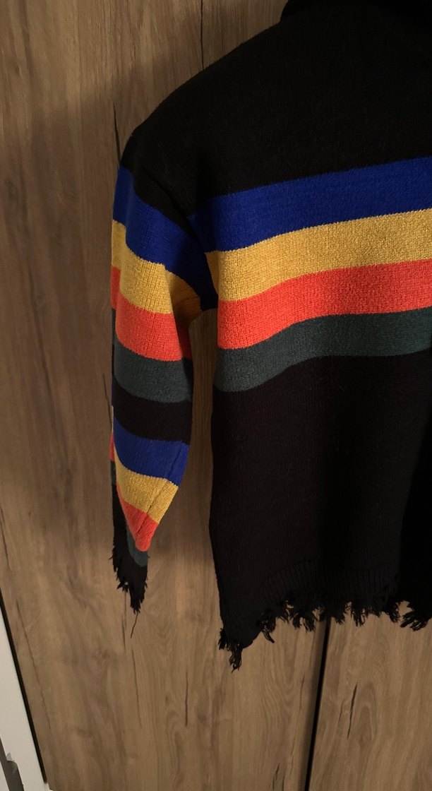 Çizgili Kapüşonlu Bohem genç Kazak - Görsel 5