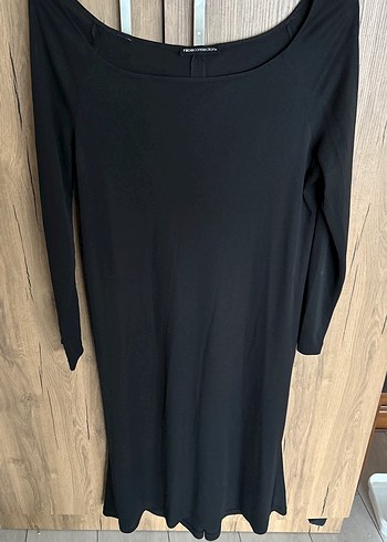 Siyah Uzun Kol ve Salaş Kesim Kadın Elbise - Görsel 7