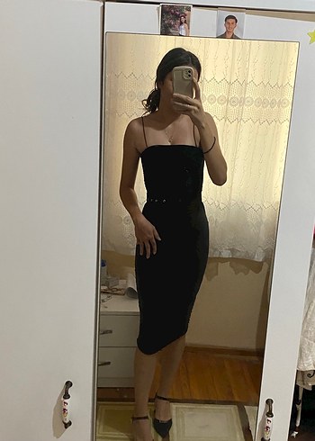 Siyah Straplez Gotik Midi Elbise