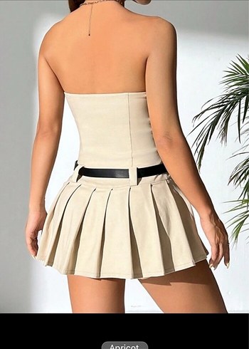 Bej Straplez Mini Elbise - Görsel 2