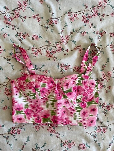 xs Beden koton çiçekli crop büstiyer