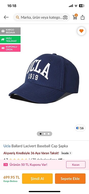 ucla lacivert şapka