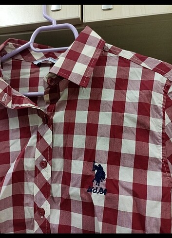 U.S Polo Assn. Us Polo kareli bordo Beyaz oduncu gömlek