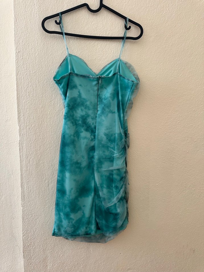 Bohem Tarz Turkuaz Midi Elbise - Görsel 2