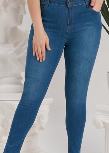 34 Beden Parlak Mavi Kadın Skinny Denim Jean