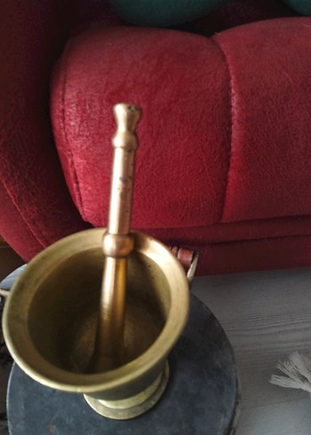 Koyu Altın Renkli pirinç koparma Havan ve Tokmak - Görsel 2