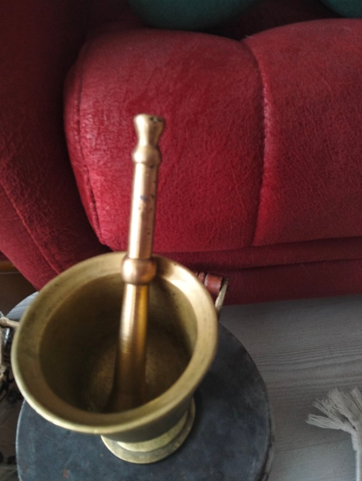 Koyu Altın Renkli pirinç koparma Havan ve Tokmak - Görsel 2