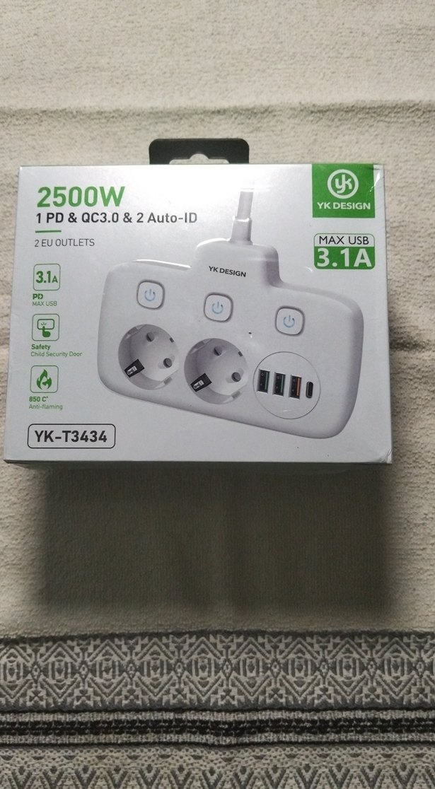 akım korumalı YK Design 2500W Çoklu USB Şarjlı Priz - Görsel 2