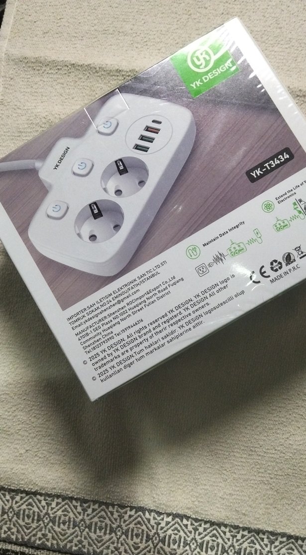 akım korumalı YK Design 2500W Çoklu USB Şarjlı Priz - Görsel 4
