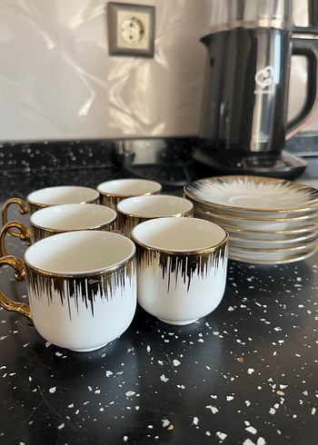 Beyaz Altın Detaylı Fincan Takımı PAÇİ 6 Kişilik - Görsel 3