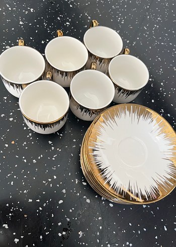 Beyaz Altın Detaylı Fincan Takımı PAÇİ 6 Kişilik - Görsel 5