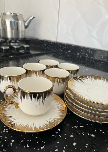 Beyaz Altın Detaylı Fincan Takımı PAÇİ 6 Kişilik - Görsel 4