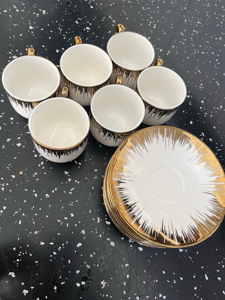 Beyaz Altın Detaylı Fincan Takımı PAÇİ 6 Kişilik - Görsel 5