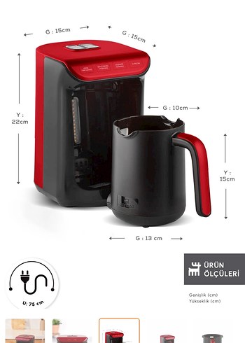 KARACA Bordo Renkli Modern Kahve Makinesi - Görsel 3
