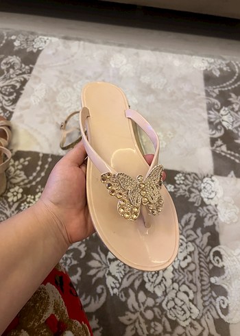 39 numara Bej Taşlı İnce Topuklu Kadın terlik - Görsel 2