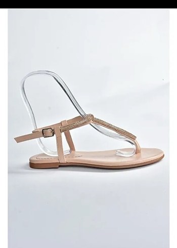 38 numara Bej Boncuk Detaylı İnce Topuklu Sandalet - Görsel 3