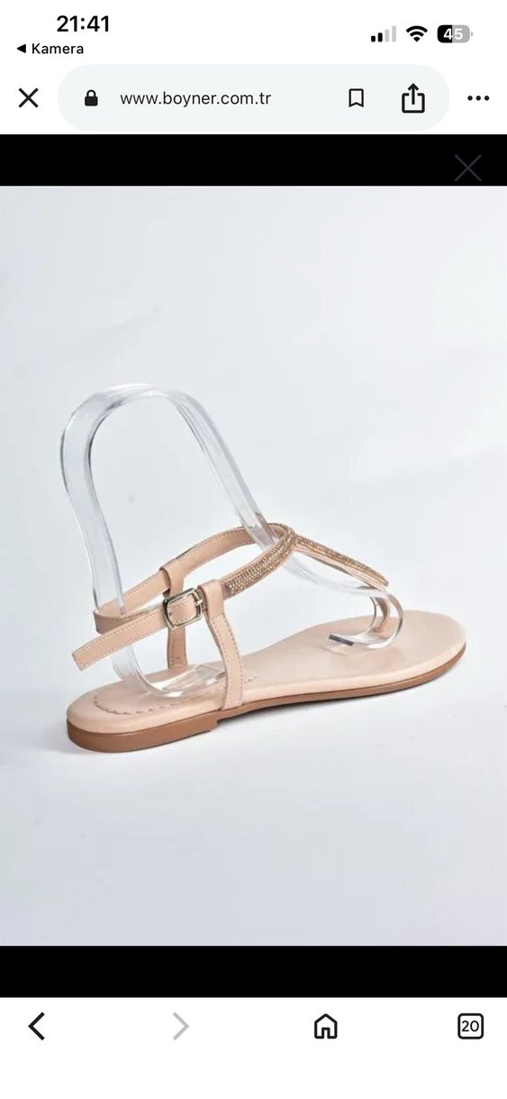 38 numara Bej Boncuk Detaylı İnce Topuklu Sandalet - Görsel 4