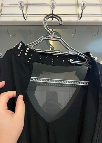 42 44 beden Siyah Uzun Kollarsız Gotik Tulum omuz dekolteli - Görsel 6