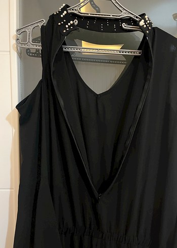 42 44 beden Siyah Uzun Kollarsız Gotik Tulum omuz dekolteli - Görsel 5