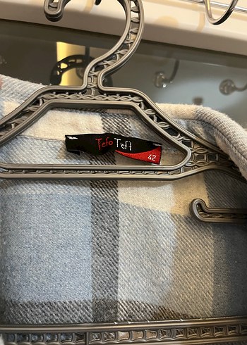 40 42 44 bedene uyumlu Oversize  Ekose Desnli pamuklu gömlek - Görsel 3