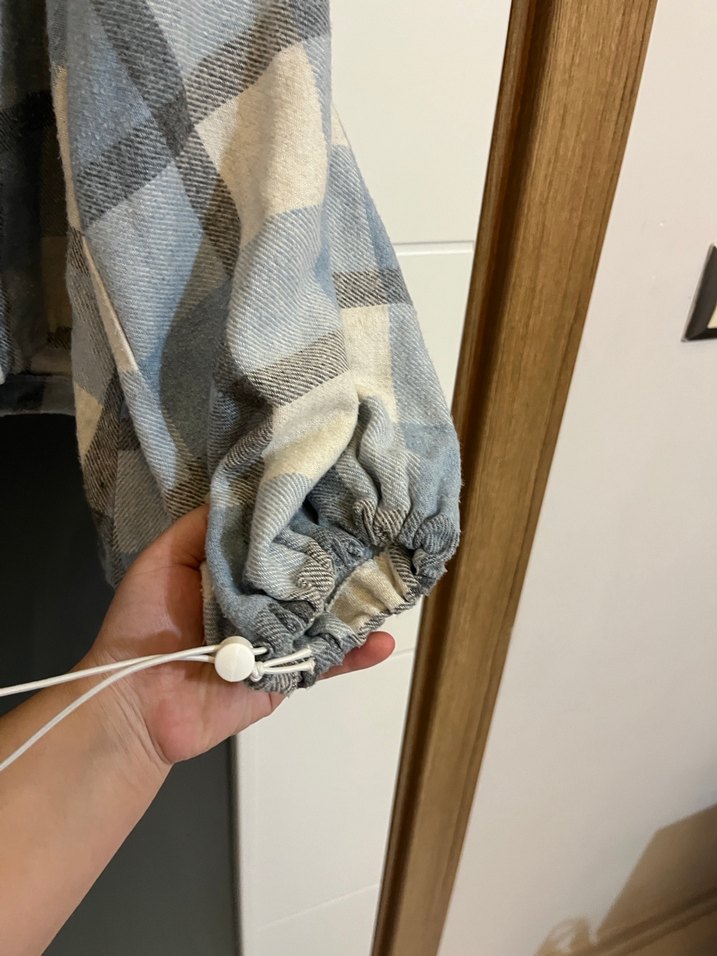 40 42 44 bedene uyumlu Oversize  Ekose Desnli pamuklu gömlek - Görsel 4