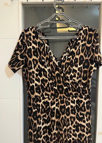 40 42 44 beden Leopar Desenli Uzun  tulum - Görsel 3