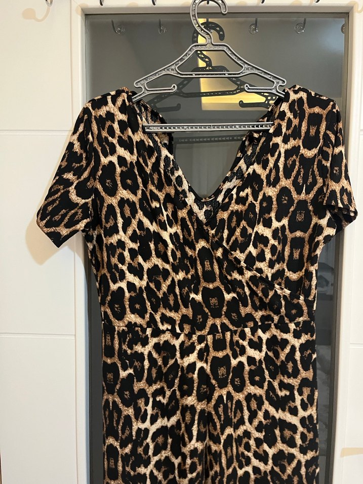 40 42 44 beden Leopar Desenli Uzun  tulum - Görsel 3