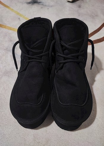 Siyah Kürklü Kadın Dolgu Topuk Bot ugg - Görsel 6