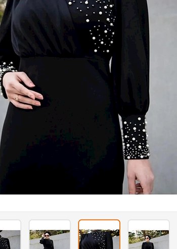 Siyah Drapeli Uzun Kadın Elbise - Görsel 3