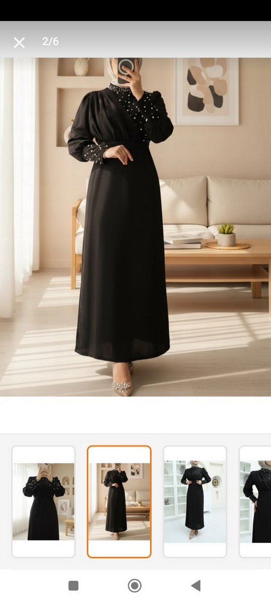 Siyah Drapeli Uzun Kadın Elbise - Görsel 2