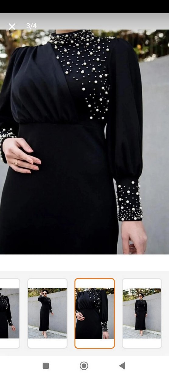 Siyah Drapeli Uzun Kadın Elbise - Görsel 3