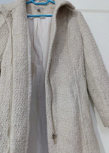 Bej Midi Yünlü Kadın Kaban - Görsel 6