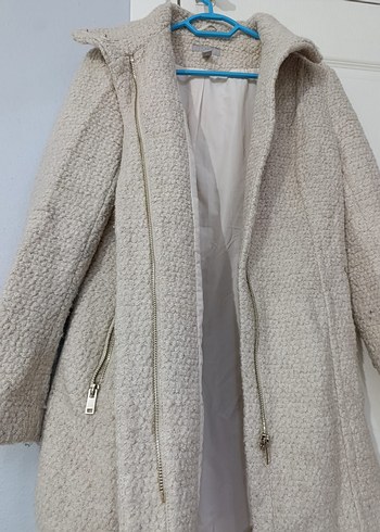 Bej Midi Yünlü Kadın Kaban - Görsel 5