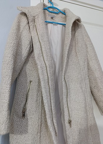 Bej Midi Yünlü Kadın Kaban - Görsel 4