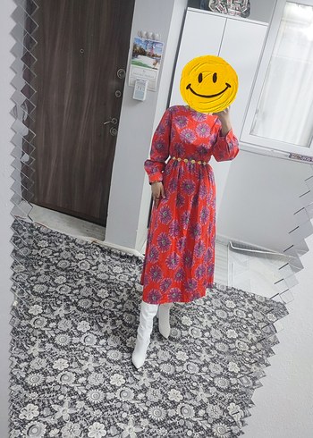 Kırmızı Uzun Bohem Elbise - Görsel 2