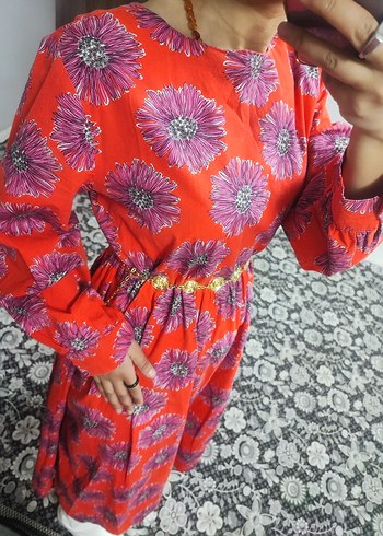 Kırmızı Uzun Bohem Elbise - Görsel 5