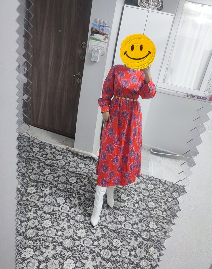 Kırmızı Uzun Bohem Elbise - Görsel 2