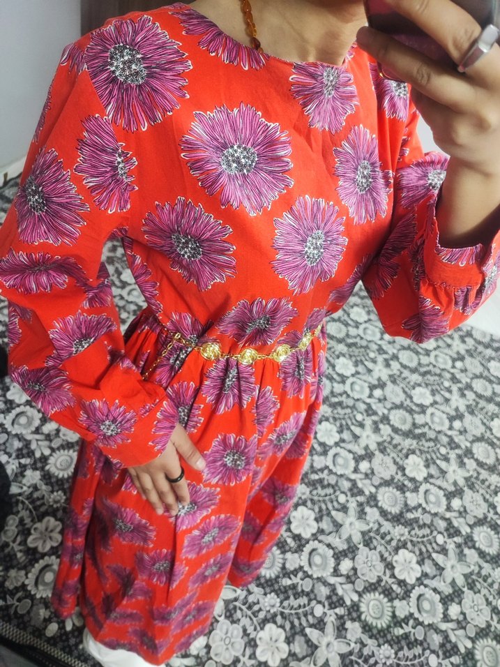 Kırmızı Uzun Bohem Elbise - Görsel 5