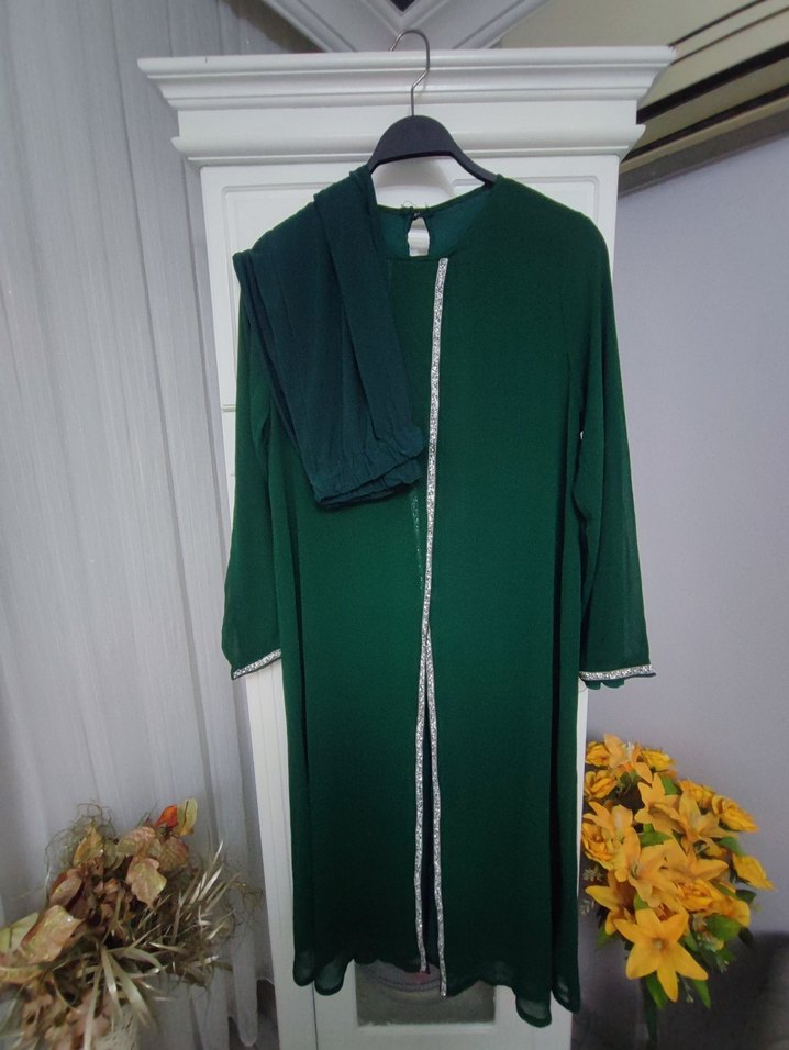 Nakışlı Uzun Yeşil takım - Görsel 5