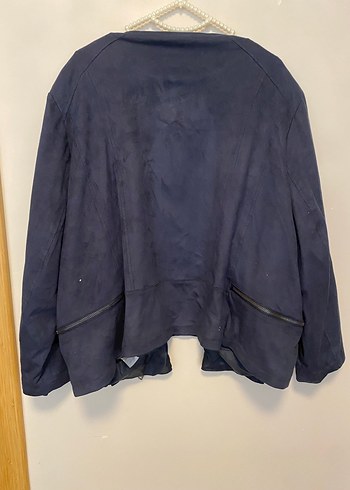 Kadın Lacivert Süet Fermuarlı Blazer Ceket - Görsel 8