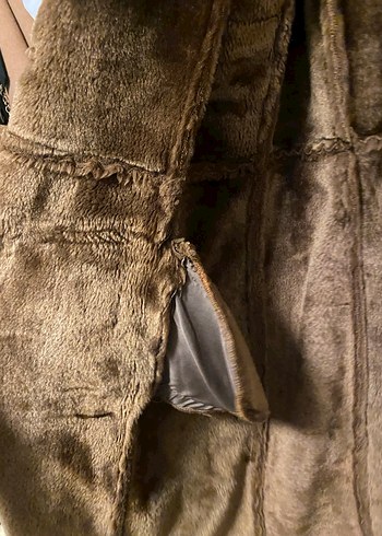 Kahverengi Kadın Süet Kürklü Midi Kaban - Görsel 3