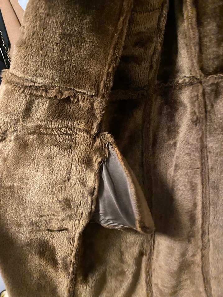 Kahverengi Kadın Süet Kürklü Midi Kaban - Görsel 3