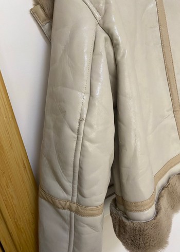 Bej Kürklü Deri Kadın Ceket - Görsel 6