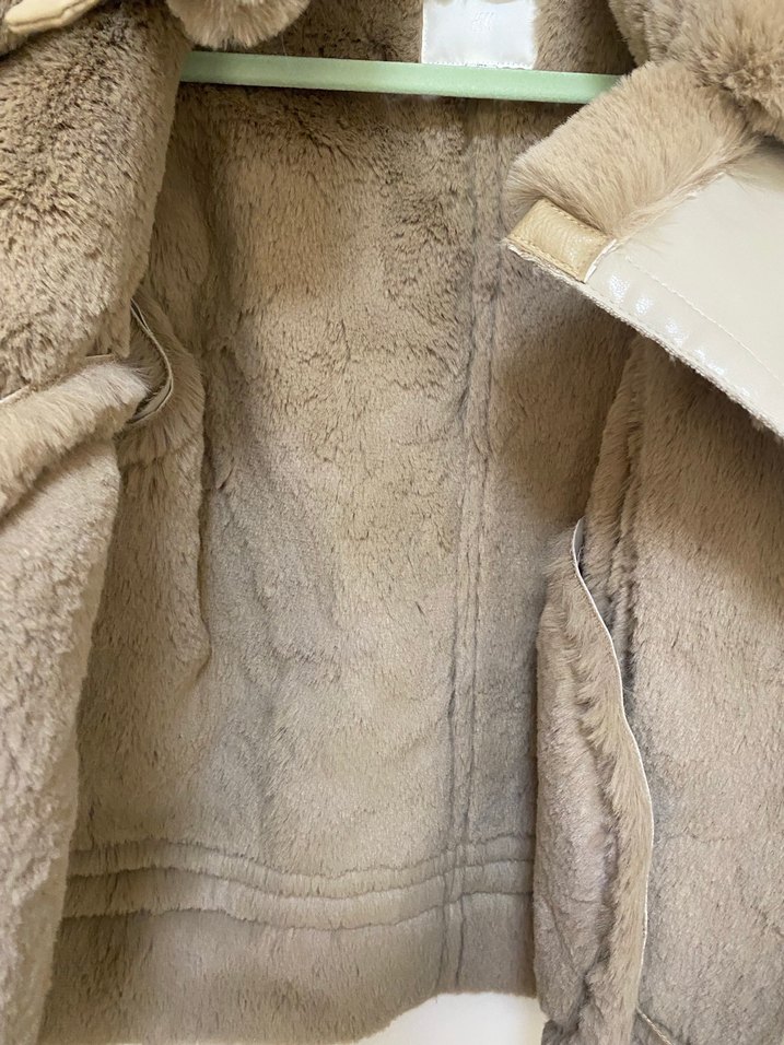 Bej Kürklü Deri Kadın Ceket - Görsel 3